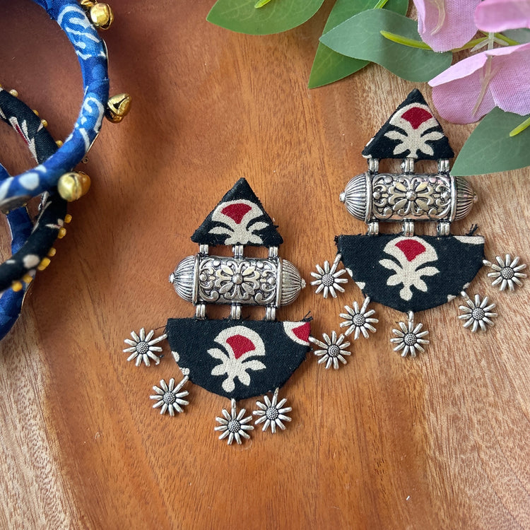 Handcrafted Ajrakh Fabric Earrings