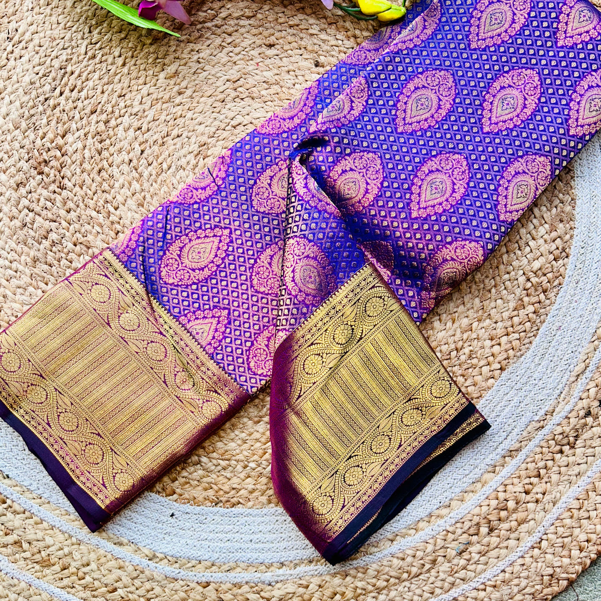 Twitch Purple Kanchipuram Silk Sari — view 2