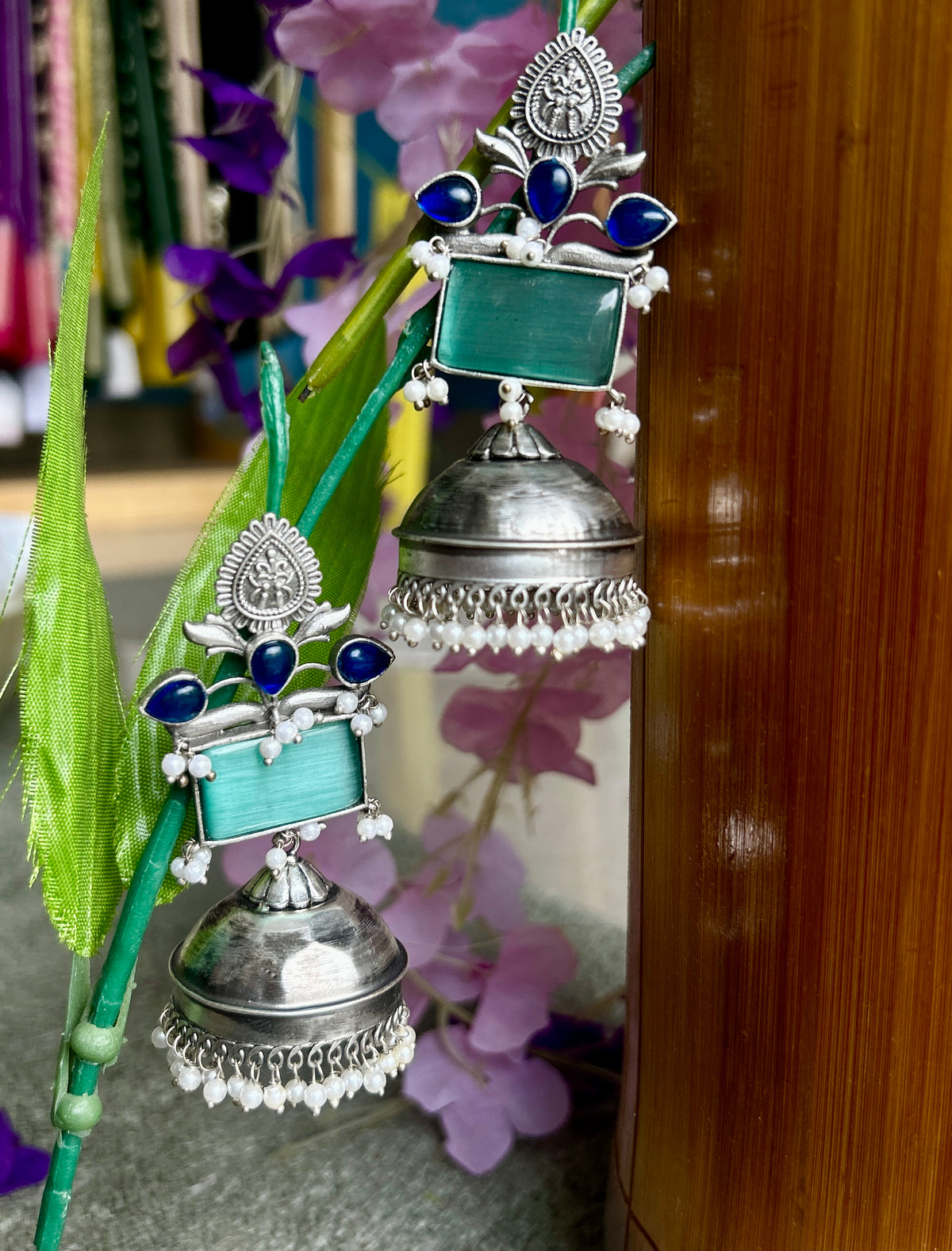 Silver Oxidised Jhumka — view 2