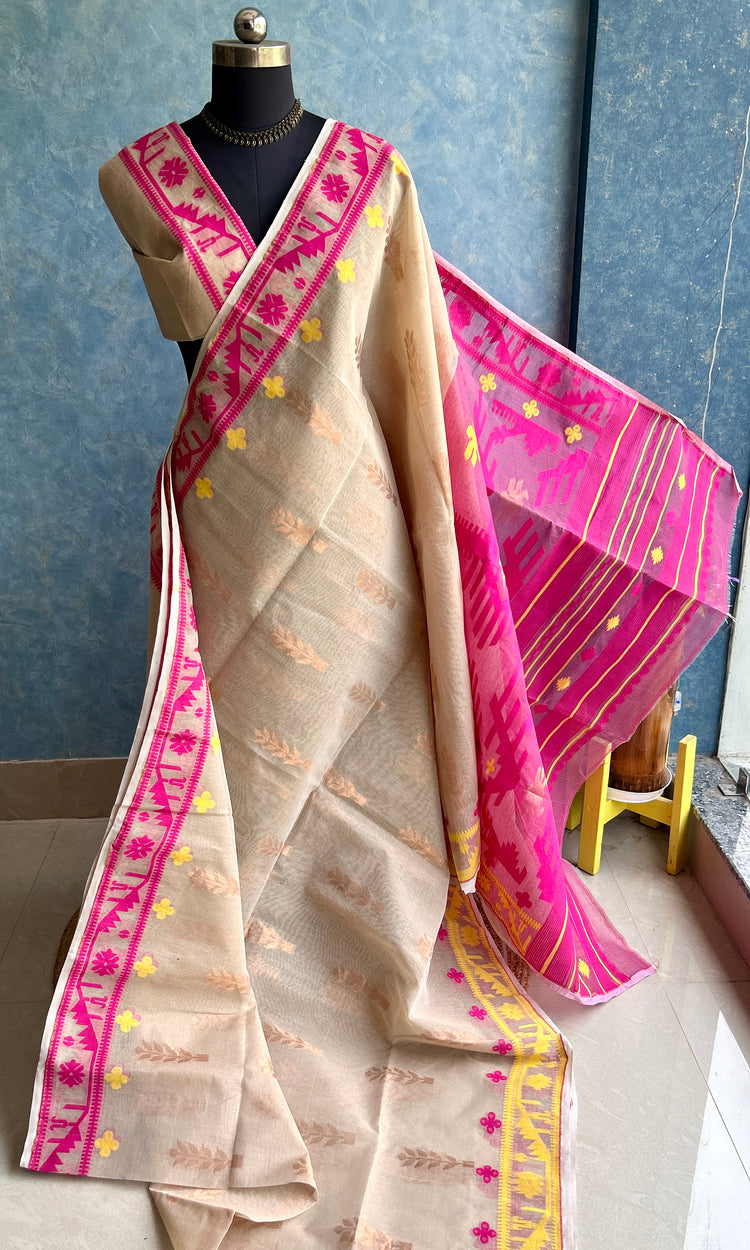 Ganga Jamuna Beige Bengal Jamdani