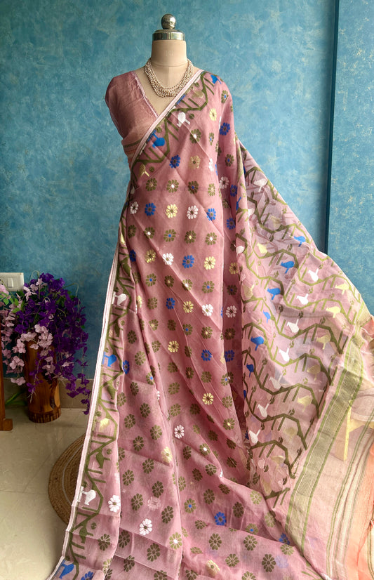 Light Mauve Soft Dhakai Jamdani