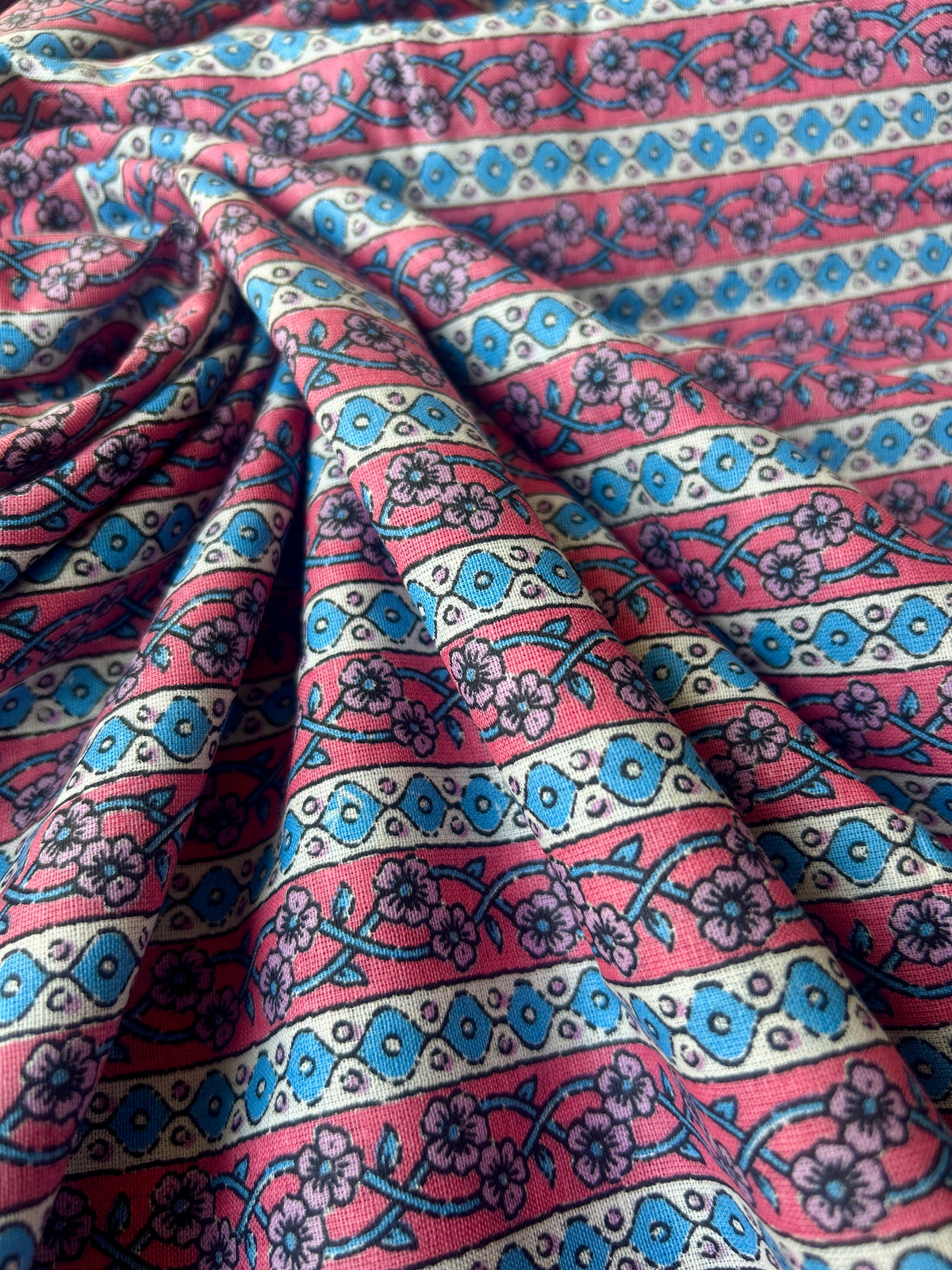 Stripes Ajrakh Printed Cotton Fabric — view 3