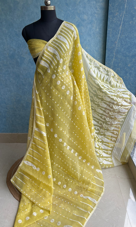 Yellow Iris Soft Dhakai Jamdani