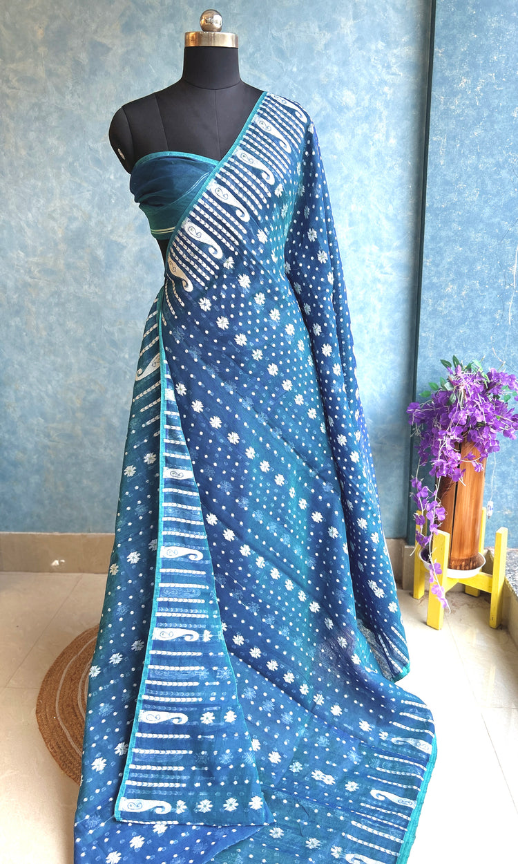 Electric Blue Dhakai Jamdani