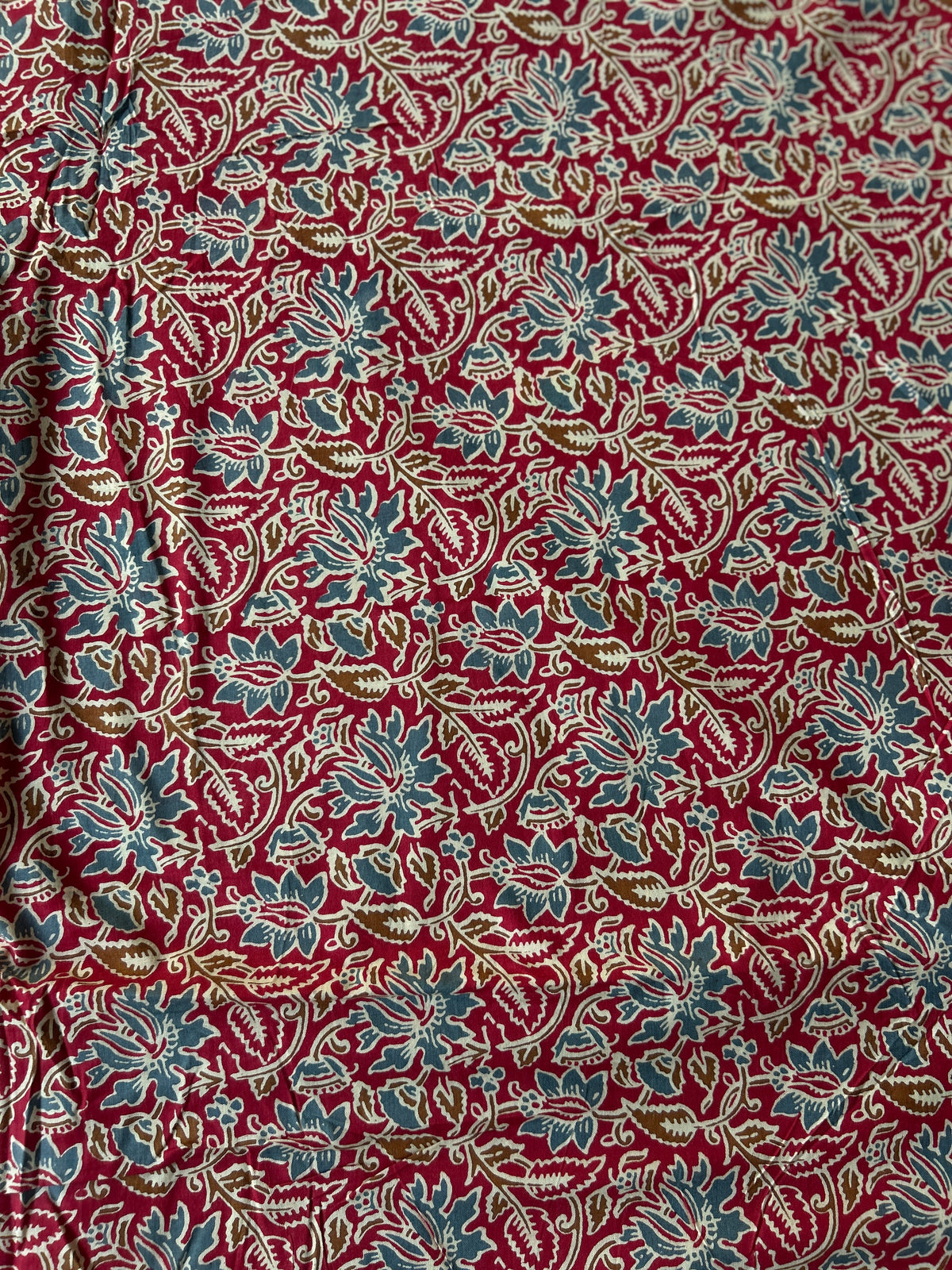 Red Floral Printed Cotton Fabric — view 4