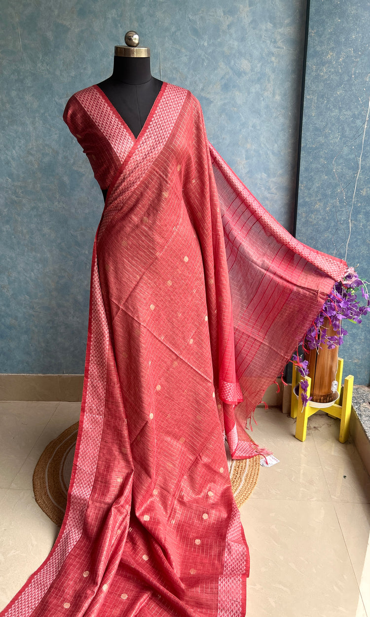 Coral SICO Woven Sari