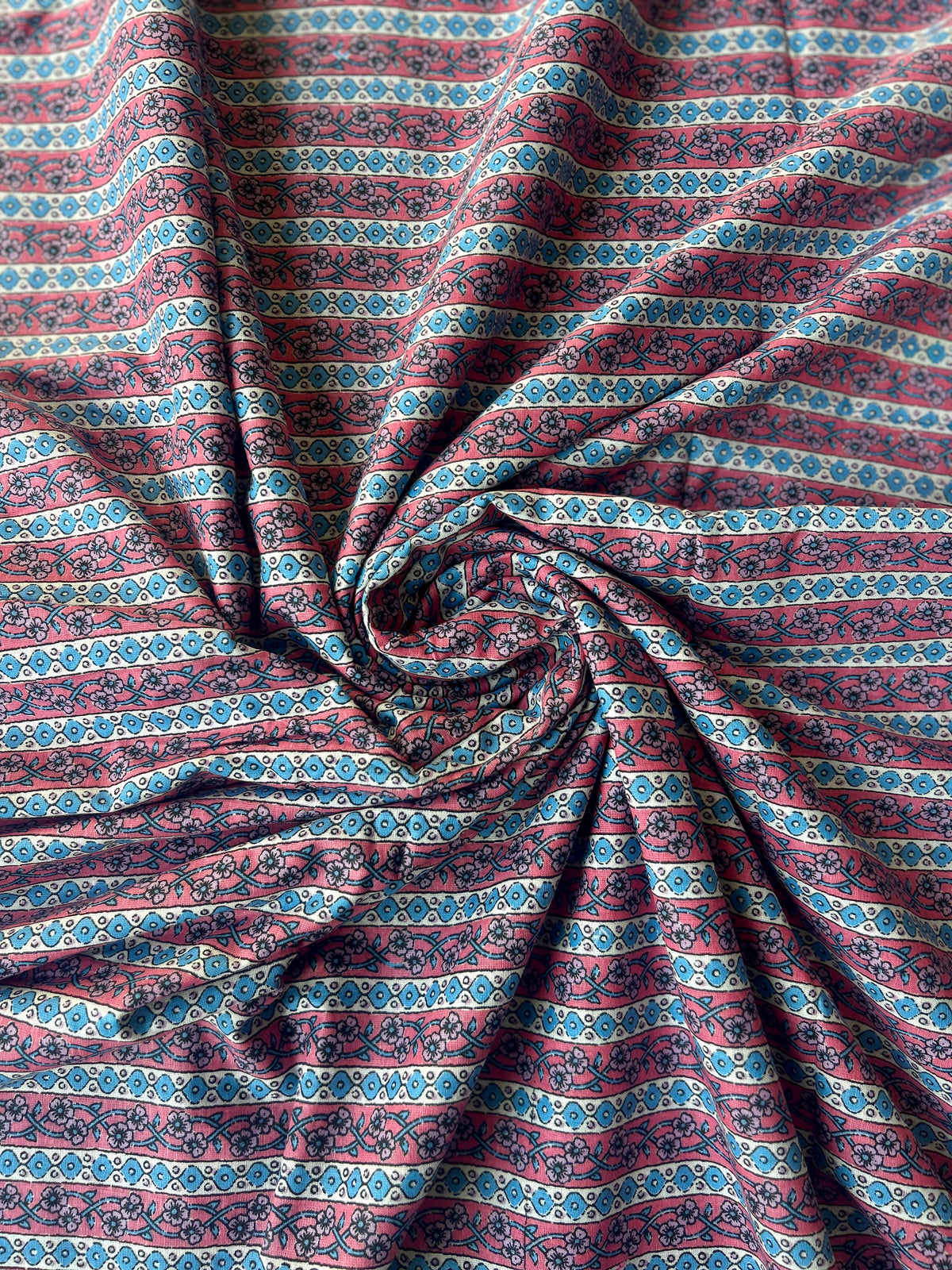 Stripes Ajrakh Printed Cotton Fabric — view 2