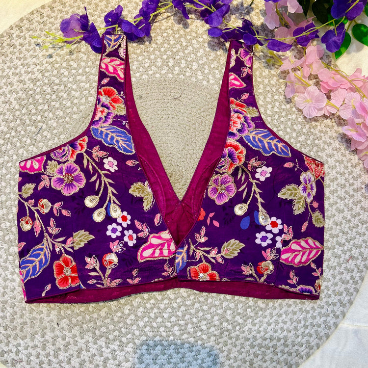 Purple Embroidery Designer Blouse