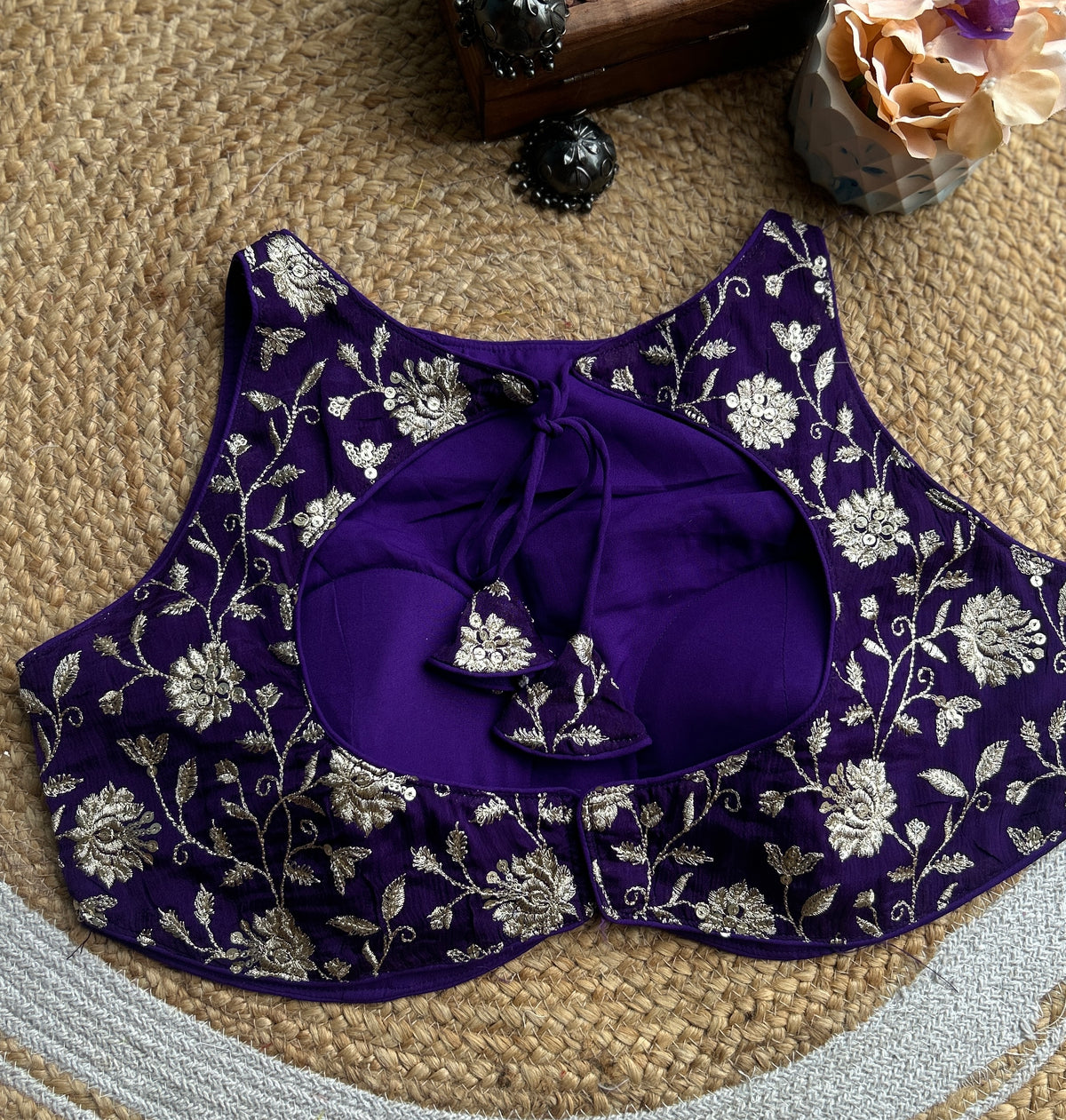 Purple Zari Work Designer Blouse — view 2