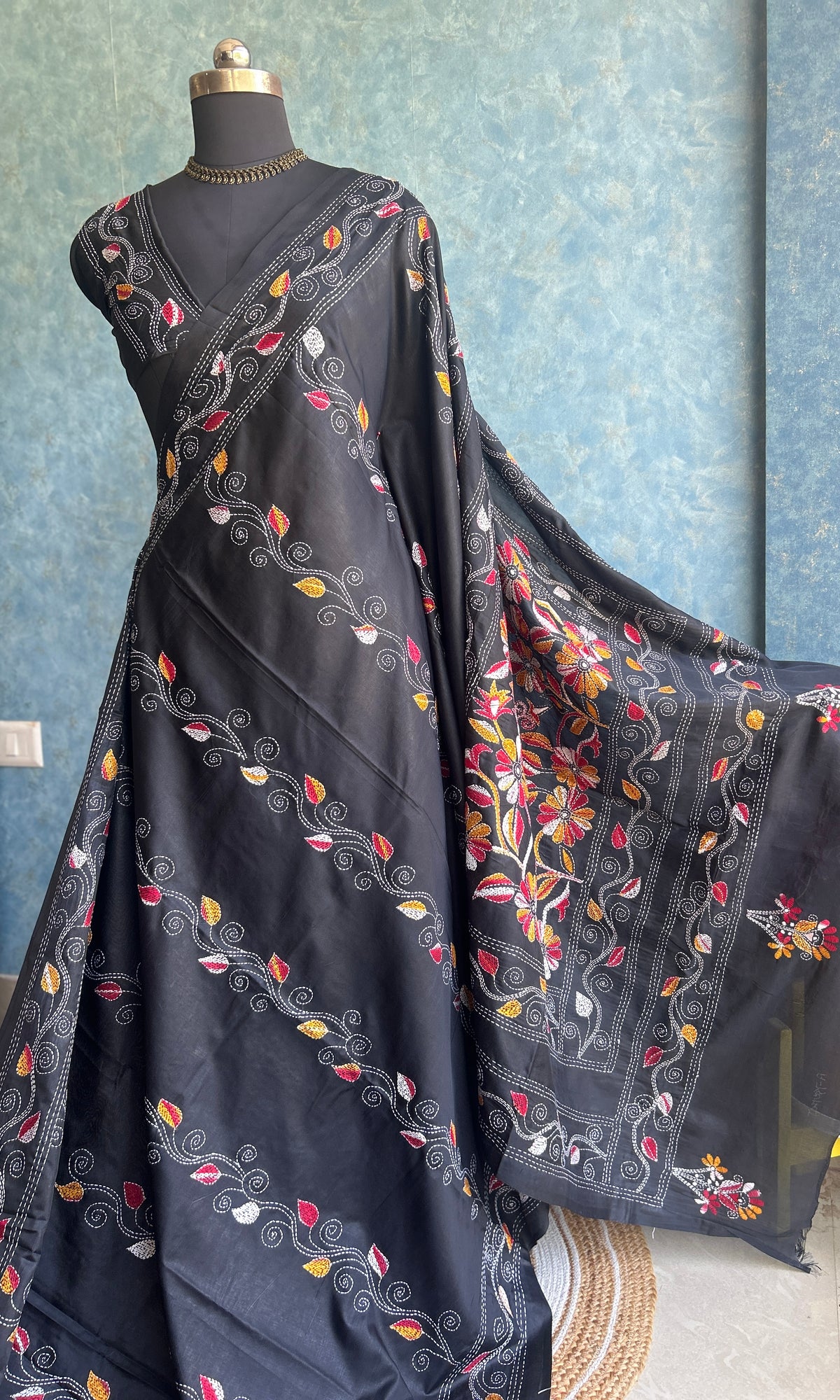 Black Multi Color Kantha — view 3