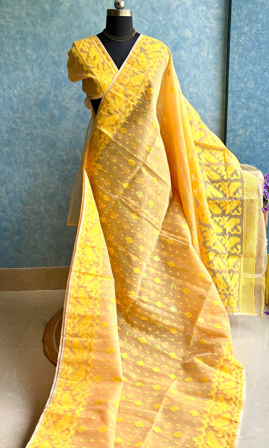 Apricot Bengal Cotton Jamdani
