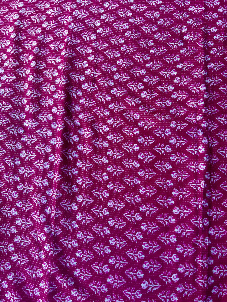 Pink Ajrakh Print with kantha on Cotton Fabric