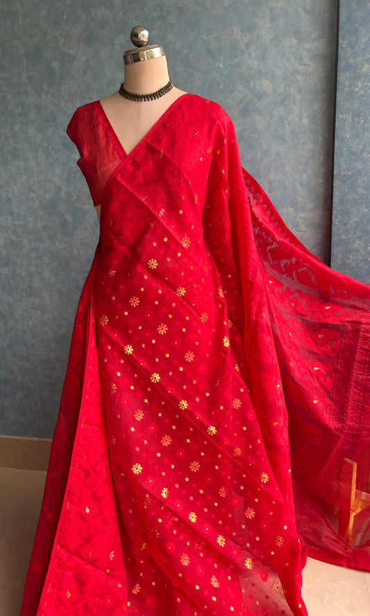 Red Soft Dhakai Jamdani