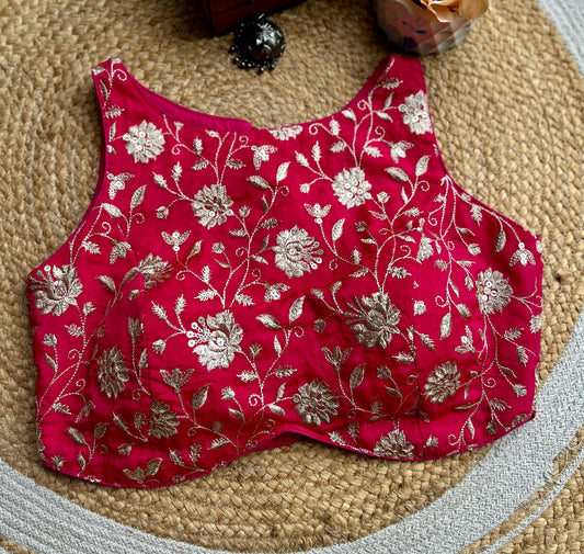 Pink Zari Work Designer Blouse