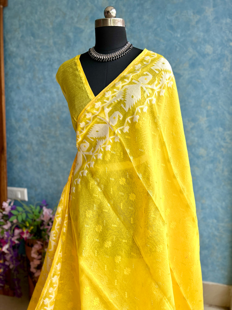 Yellow Soft Dhakai Jamdani