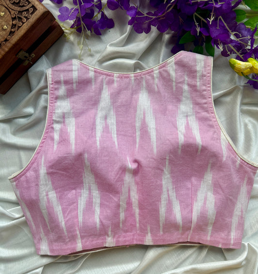 Baby Pink Ikkat Cotton Blouse