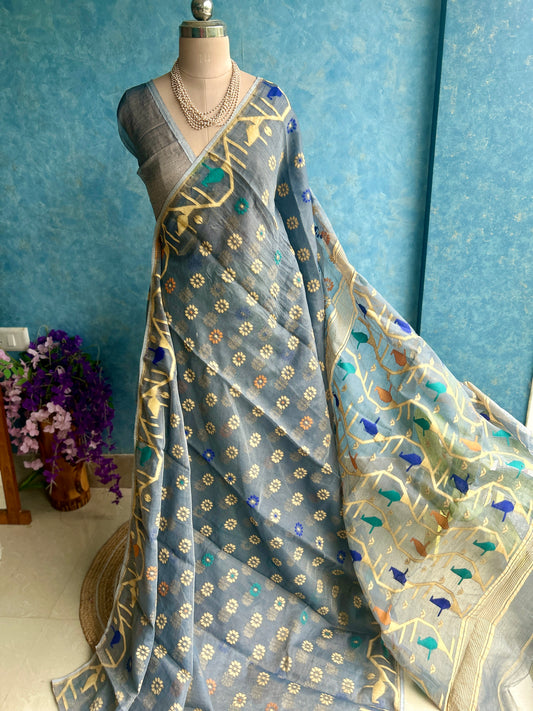 Grey Soft Dhakai Jamdani