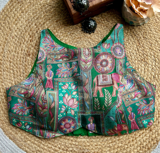 Green MULTICOLOR Designer Blouse
