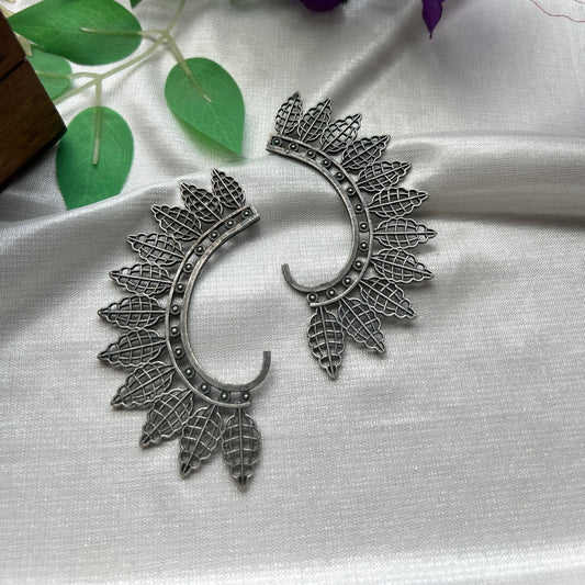 The Royal Jali Leaf Ear Cuffs