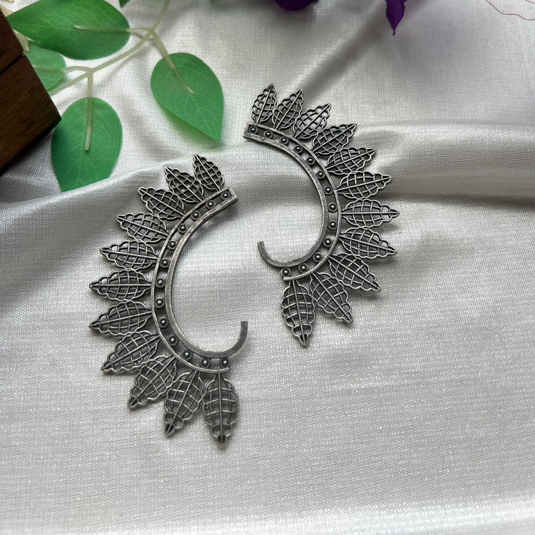 The Royal Jali Leaf Ear Cuffs