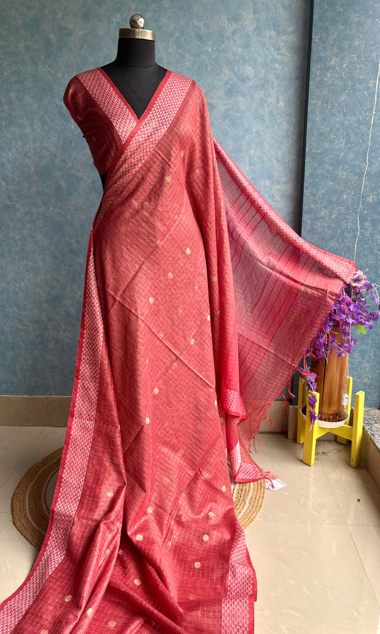 Coral SICO Woven Sari