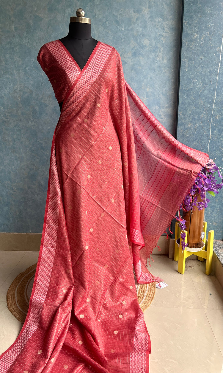 Coral SICO Woven Sari