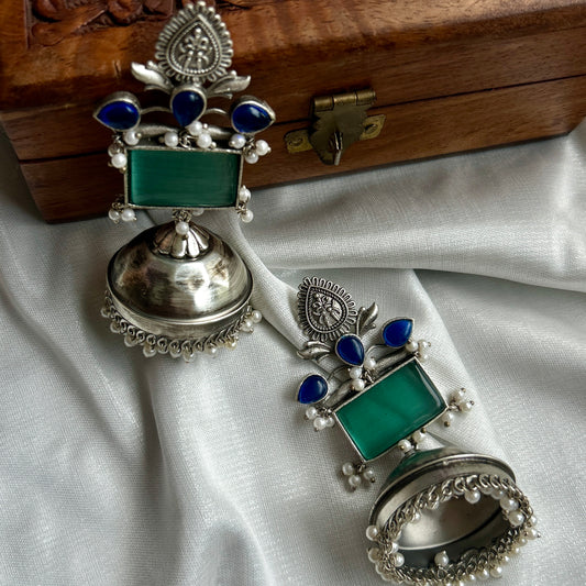 Silver Oxidised Jhumka