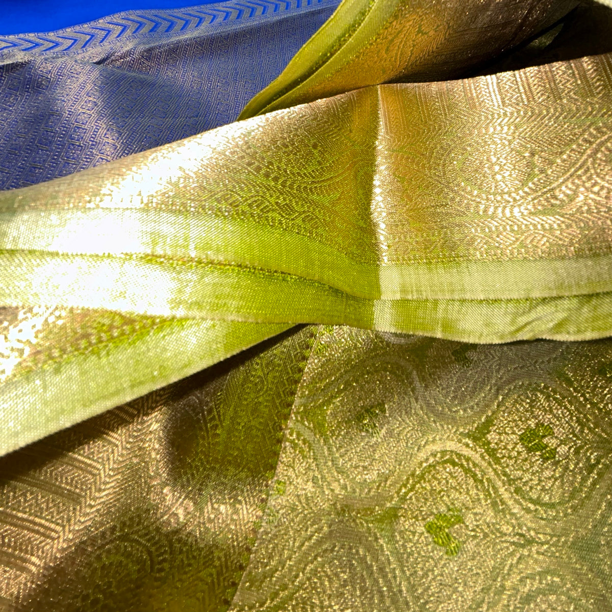 Lime Green Kanchipuram Silk Sari — view 6