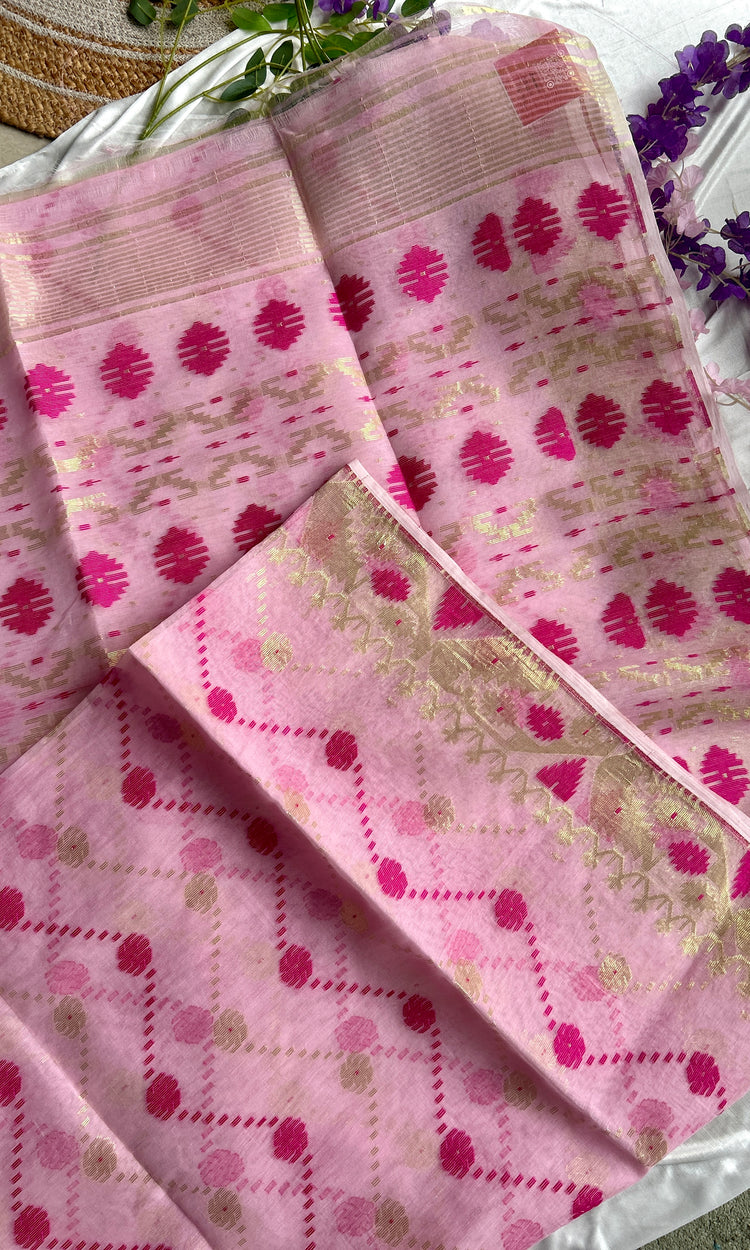 Soft Pink Pure Jamdani