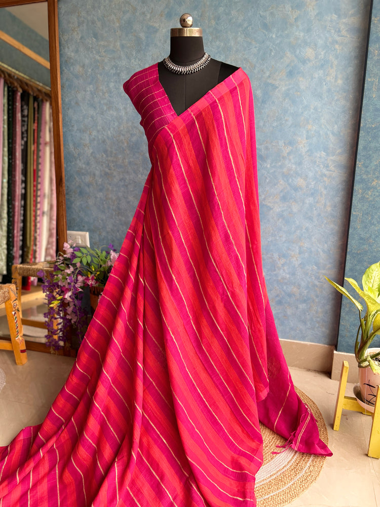 Pink Shades Linen Handloom Saree