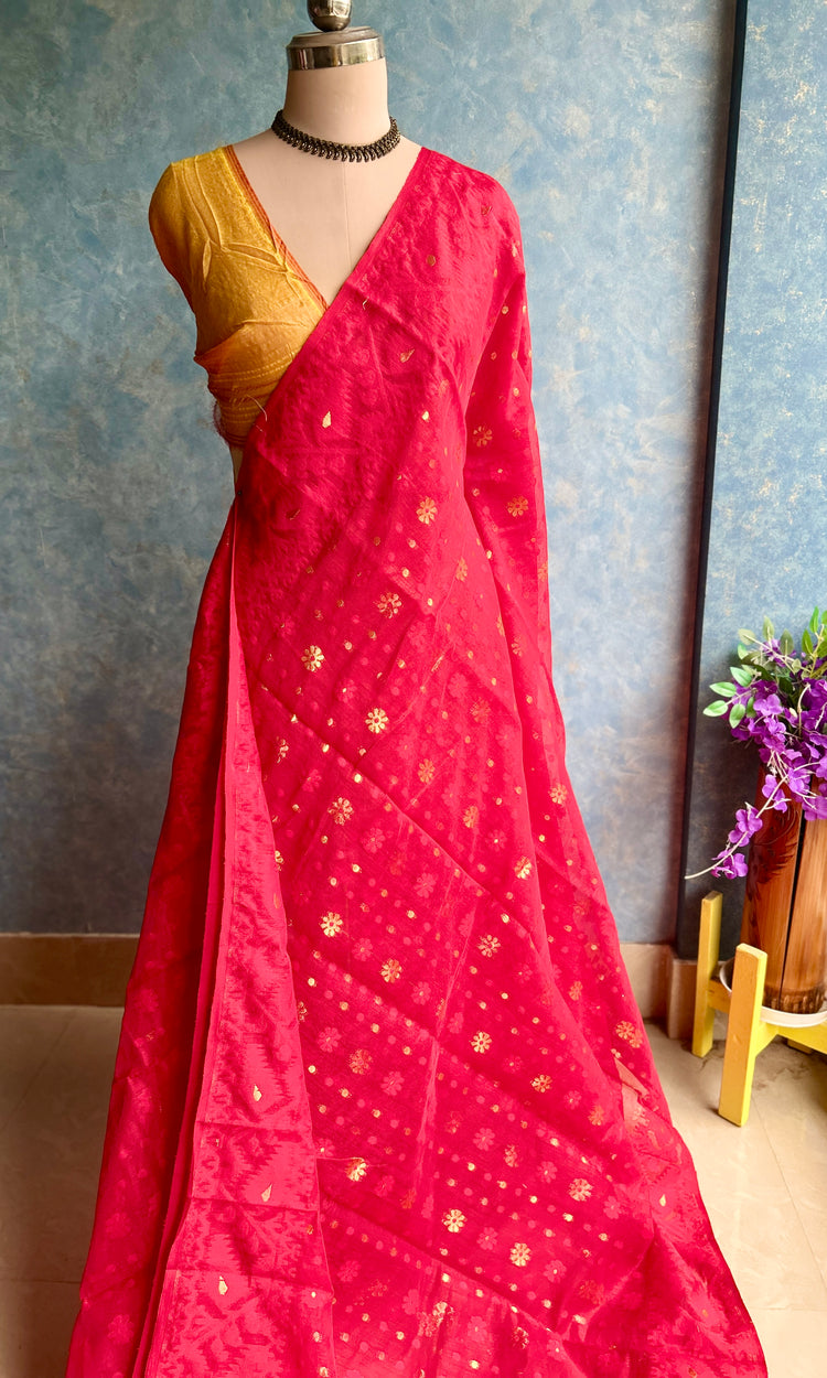 Red Soft Dhakai Jamdani