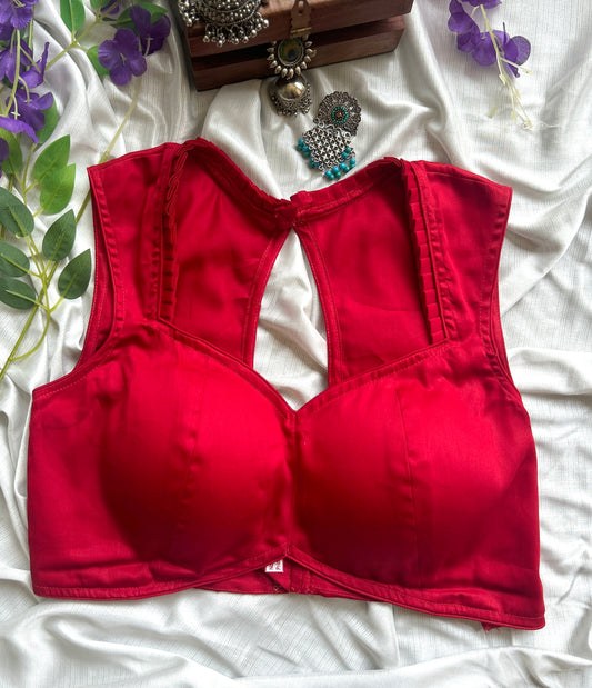 Red Cotton Designer Blouse