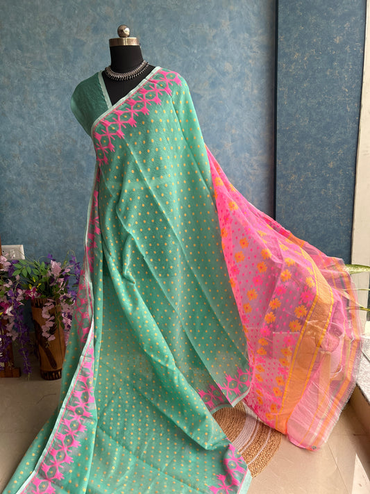 Mint Green Soft Dhakai Jamdani