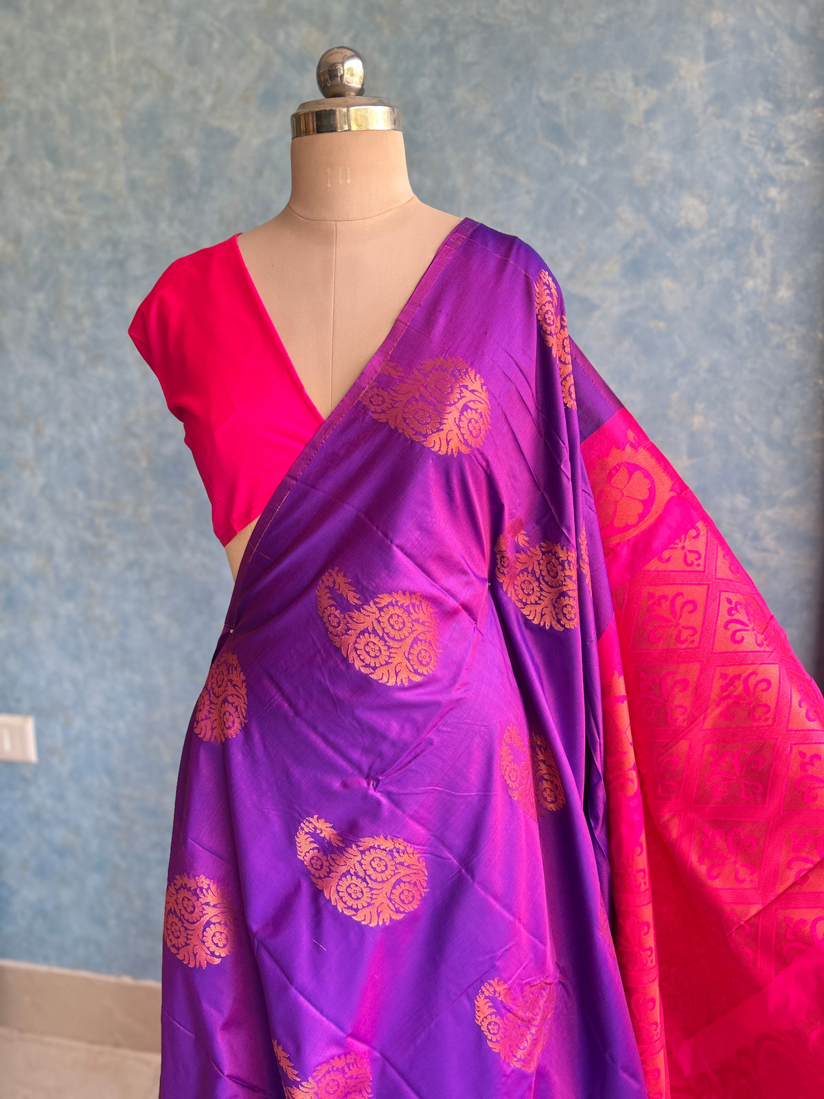 Violet Kanchi Silk Saree — view 3
