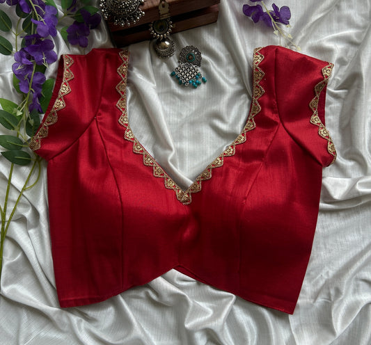 Red Tissue Designer Blouse
