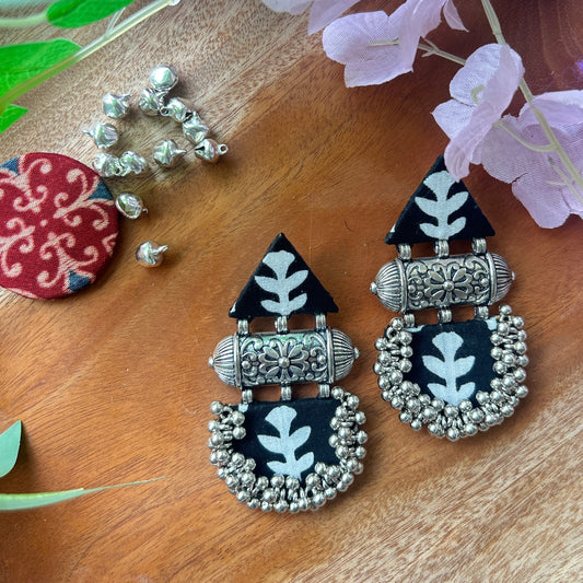 Handcrafted Ajrakh Fabric Earrings