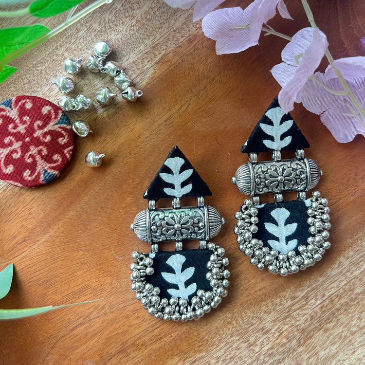 Handcrafted Ajrakh Fabric Earrings