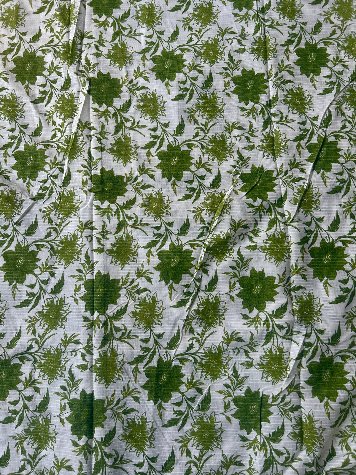 White Ajrakh Print with kantha stitch on Cotton Fabric — view 3