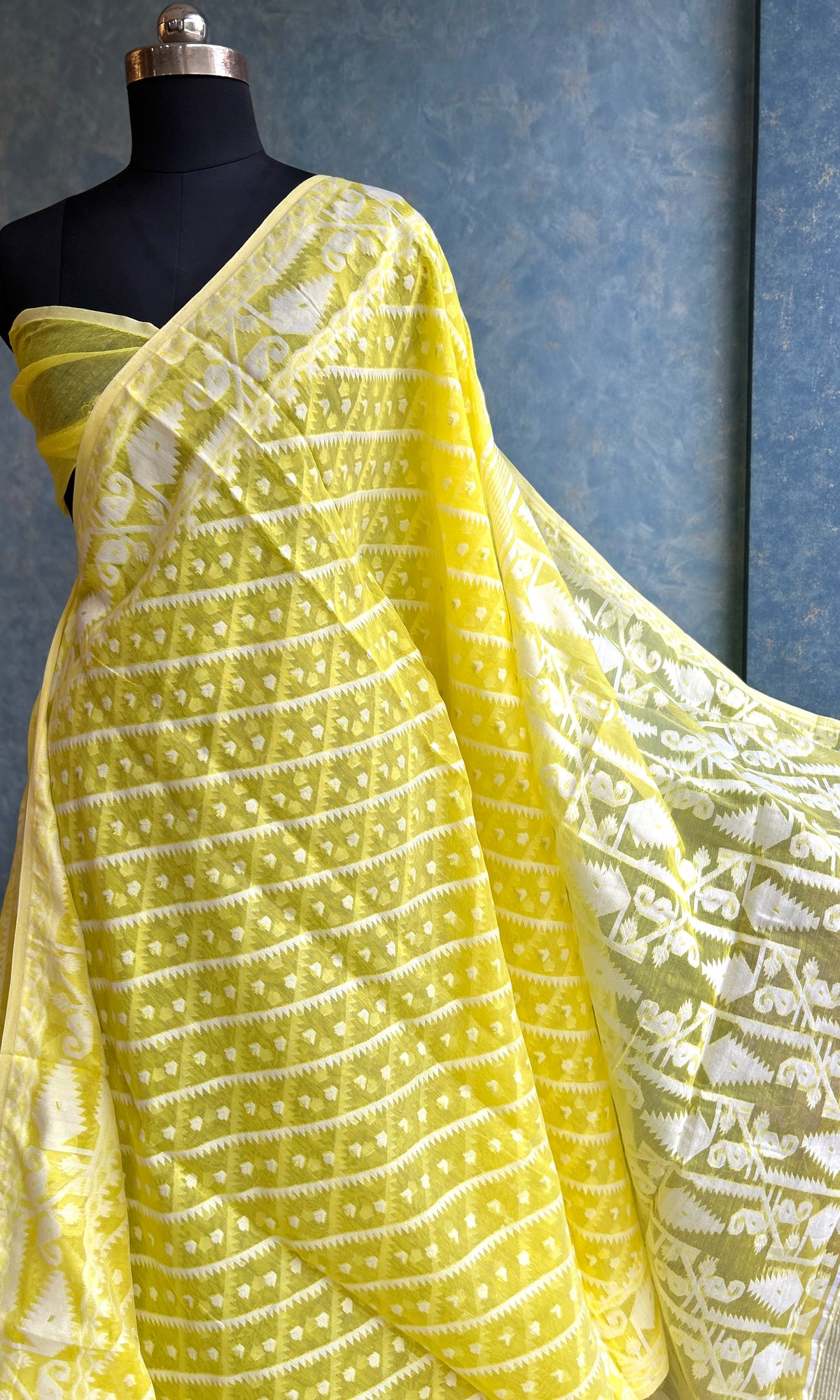 Lemon Yellow Dhakai Jamdani — view 4