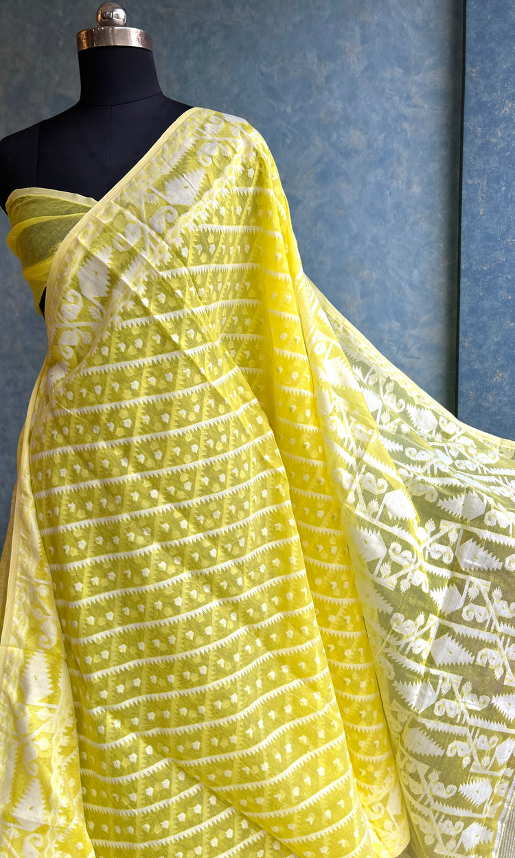 Lemon Yellow Dhakai Jamdani