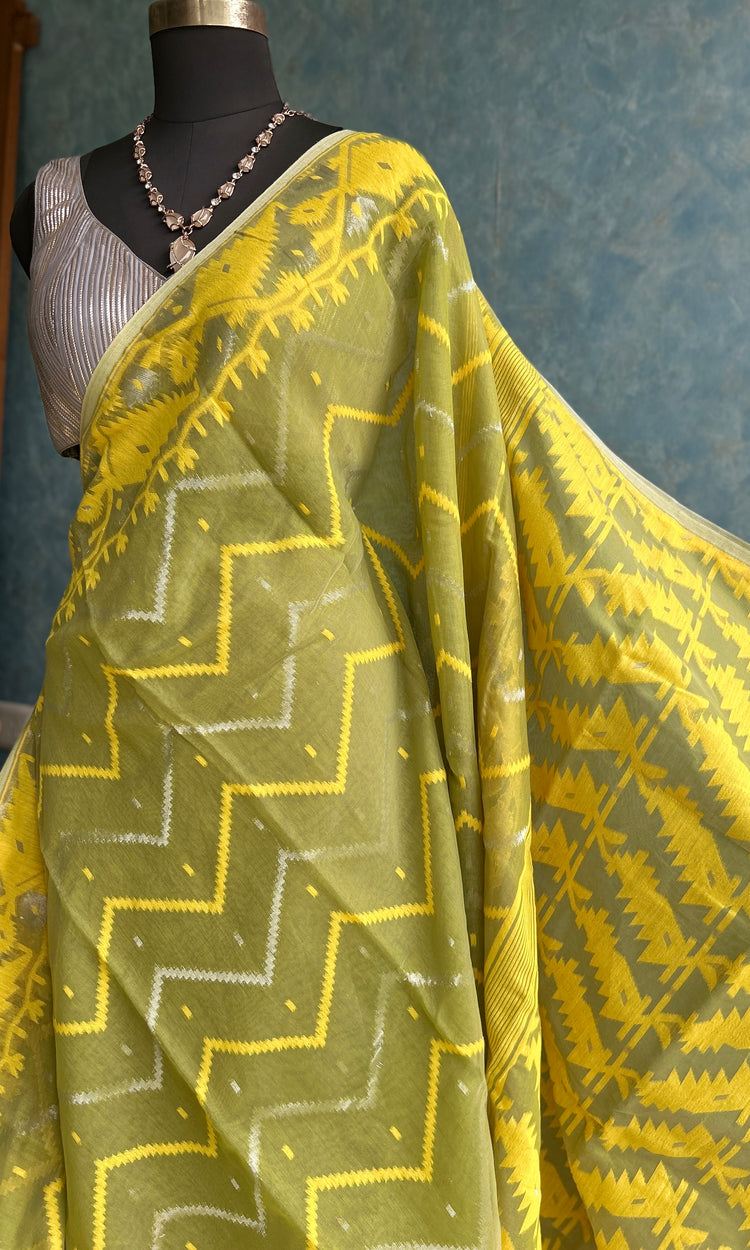 Mehendi Green Soft Dhakai Jamdani