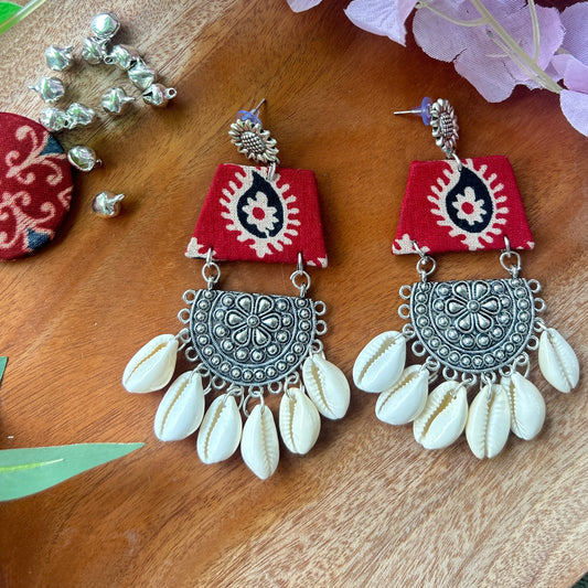 Silver Plated Oxidised Contemporary Drop Earrings