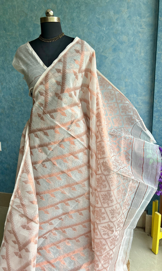 Sada Copper Zari Bengal Cotton Jamdani