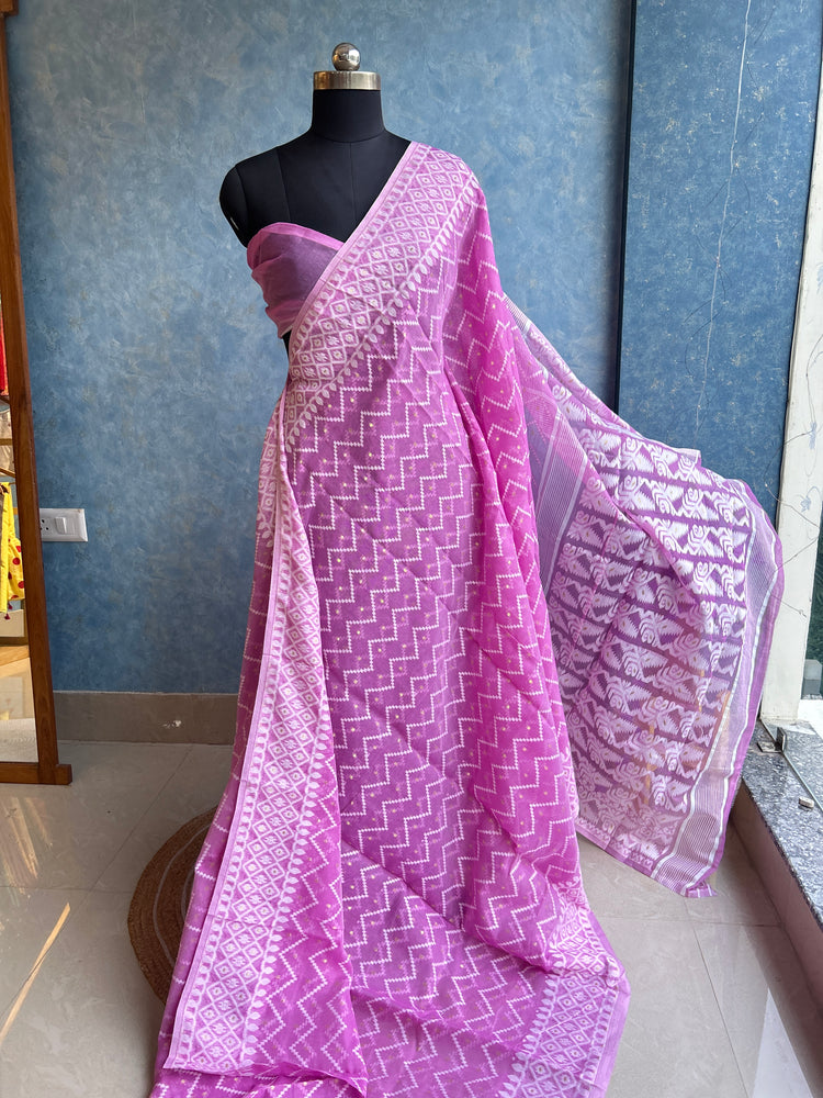 Neon Pink Dhakai Jamdani