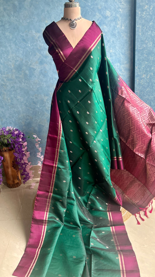 Deep Green Kanchi Silk Sari