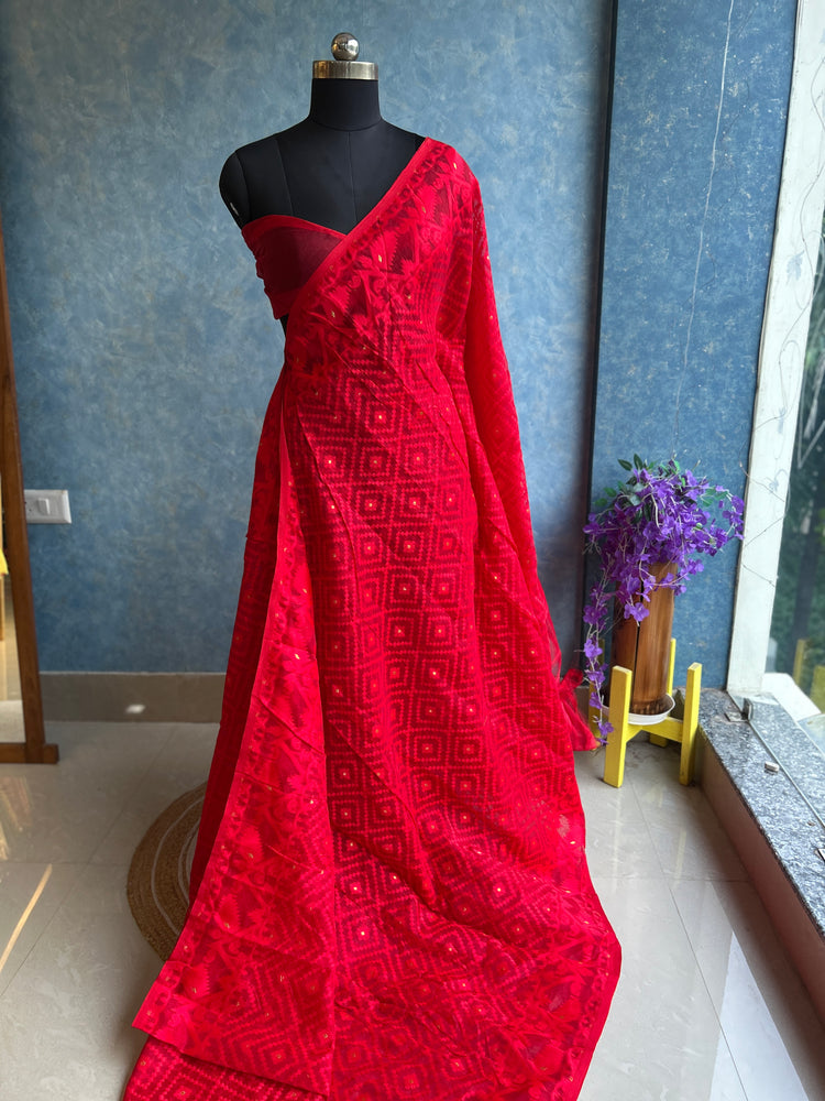Red Dhakai Jamdani