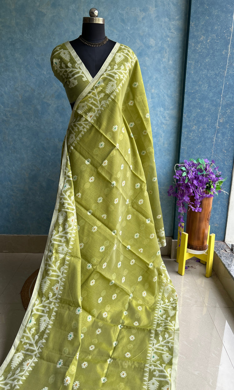 Olive Handloom Jamdani Saree