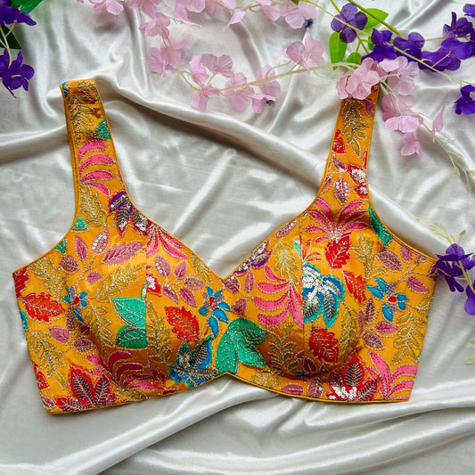 Yellow Floral Designer Blouse
