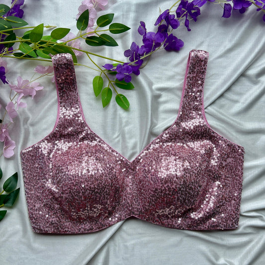 Baby Pink Sequin Designer Blouse