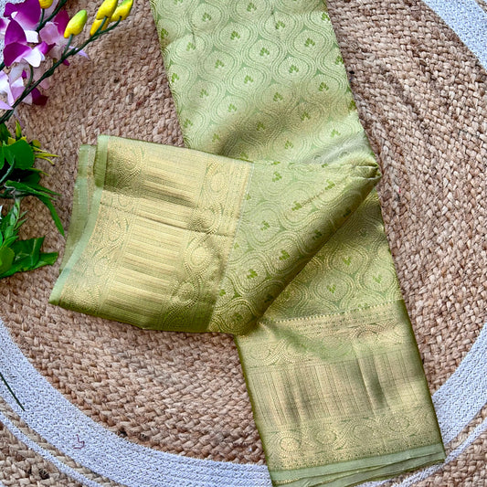 Lime Green Kanchipuram Silk Sari
